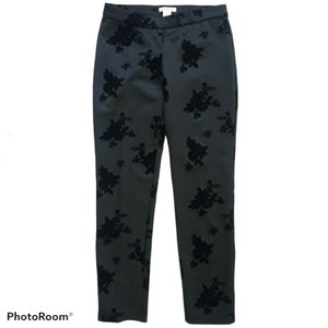 Black Velvet Floral Retrology Mid High Rise Pants